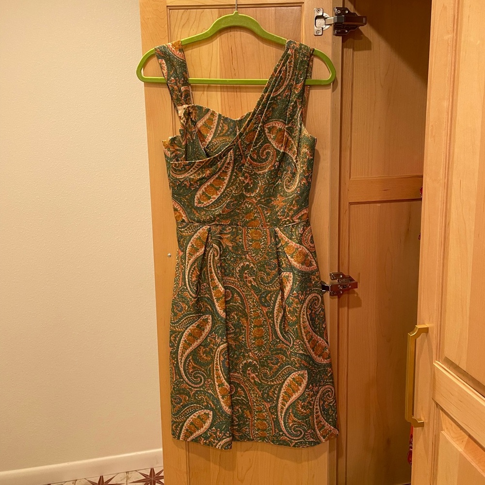 Vintage Ferman-O’Grady Cocktail Dress Excellent Condition, Gold & Green paisley - Picture 7 of 7
